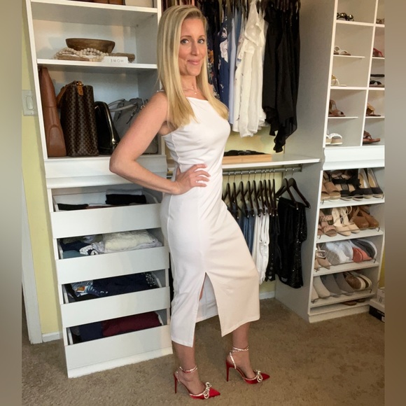 Womens Spaghetti Strap Split Hem Midi Dress - Picture 2 of 4